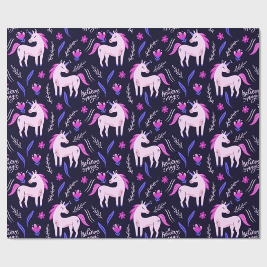 Unicorn Doodle Pattern Cadeaupapier (Vlak)