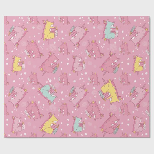 Unicorn Doodle Pattern Cadeaupapier (Vlak)