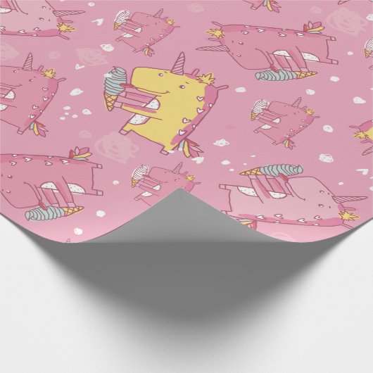Unicorn Doodle Pattern Cadeaupapier (Hoek)
