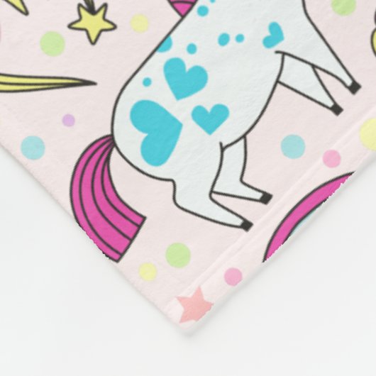 Unicorn Doodle Pattern Fleece Deken (Hoek)