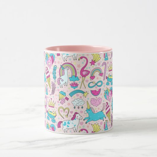 Unicorn Doodle Pattern Mok (Midden)
