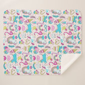 Unicorn Doodle Pattern Sherpa Deken (Voorkant (horizontaal))