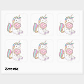 Unicorn Doughnut Vierkante Sticker (Vel)