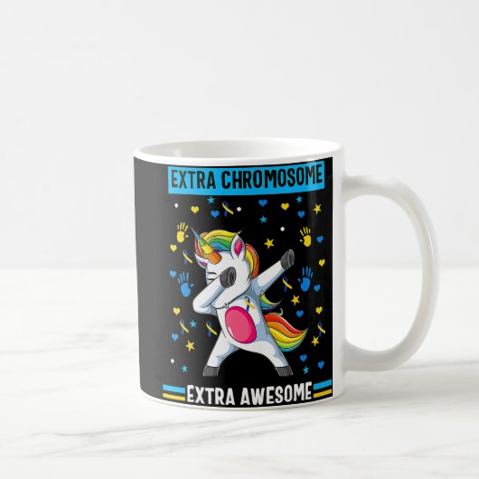 Unicorn Down syndroombewustzijn extra chromosoom e Koffiemok (Rechts)