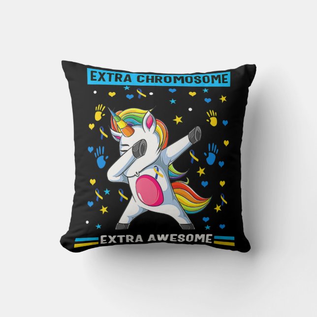 Unicorn Down syndroombewustzijn extra chromosoom e Kussen (Voorkant)