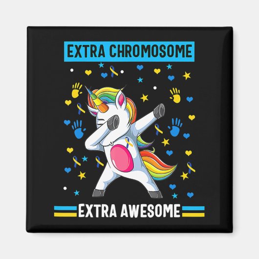 Unicorn Down syndroombewustzijn extra chromosoom e Magneet (Voorkant)