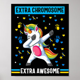 Unicorn Down syndroombewustzijn extra chromosoom e Poster
