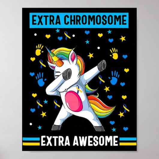 Unicorn Down syndroombewustzijn extra chromosoom e Poster (Voorkant)