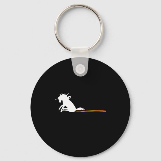 Unicorn Dragging Rainbows Funny Adult S  Sleutelhanger (Voorkant)