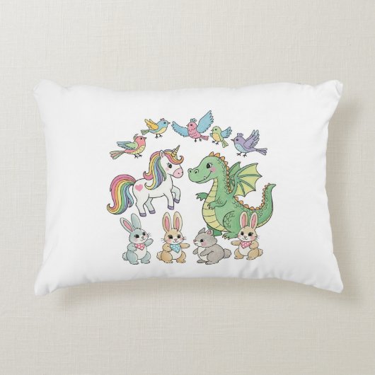 Unicorn Dragon Animal Kinderen Sierkussen Accent Kussen (Voorkant)