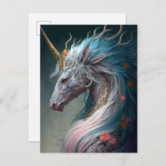 Unicorn Dragon Fantasy Art Briefkaart (Voorkant / Achterkant)