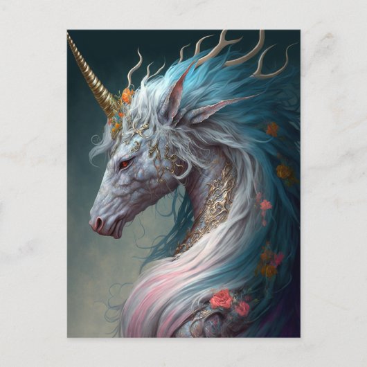 Unicorn Dragon Fantasy Art Briefkaart (Voorkant)