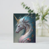 Unicorn Dragon Fantasy Art Briefkaart (Staand voorkant)