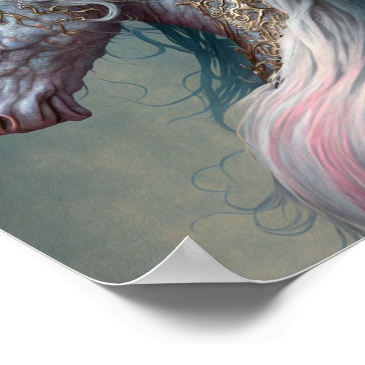 Unicorn Dragon Fantasy Art Poster (Hoek)