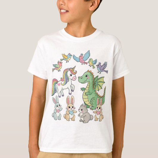 Unicorn & Dragon T-shirt voor Kinderen – Dubbel De (Voorkant)