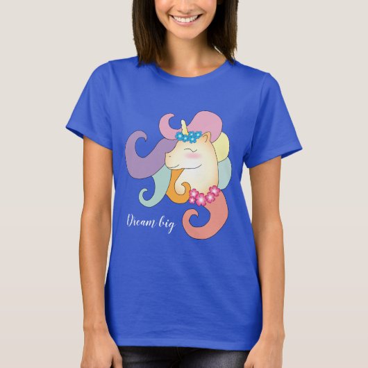 Unicorn Dream Big elegant grappig T-shirt (Voorkant)