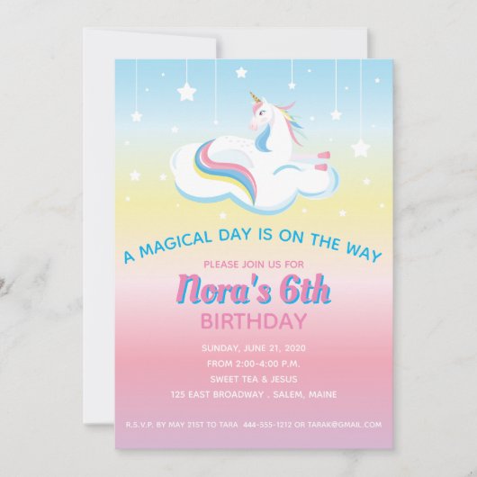 Unicorn Dream Birthday Uitnodiging (Voorkant)