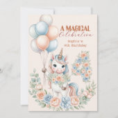 Unicorn Dreams Birthday Invitation Kaart (Voorkant)
