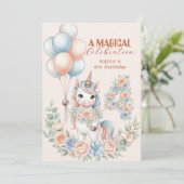 Unicorn Dreams Birthday Invitation Kaart (Staand voorkant)