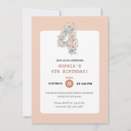 Unicorn Dreams Birthday Invitation Kaart (Achterkant)