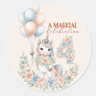 Unicorn Dreams Birthday Ronde Sticker