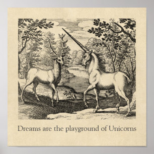 Unicorn Dreams citeert middeleeuwse kunst Poster