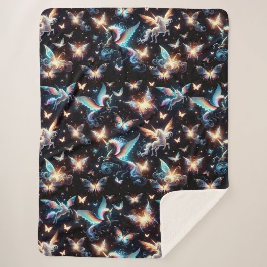 Unicorn Dreams Sherpa Deken (Voorkant)