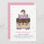 Unicorn Drip Cake 3rd Birthday Party Invitation Kaart (Voorkant / Achterkant)
