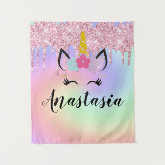 Unicorn Drip Glitter Personalized Ombre Wandkleed