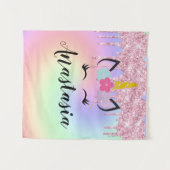 Unicorn Drip Glitter Personalized Ombre Wandkleed (Voorkant (horizontaal))