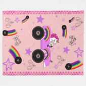 Unicorn Driving Monster Truck Groot Fleece Deken (Voorkant (Horizontaal))