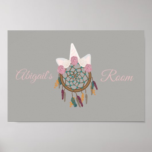 unicorn droomcatcher bohemian floral Poster (Voorkant)