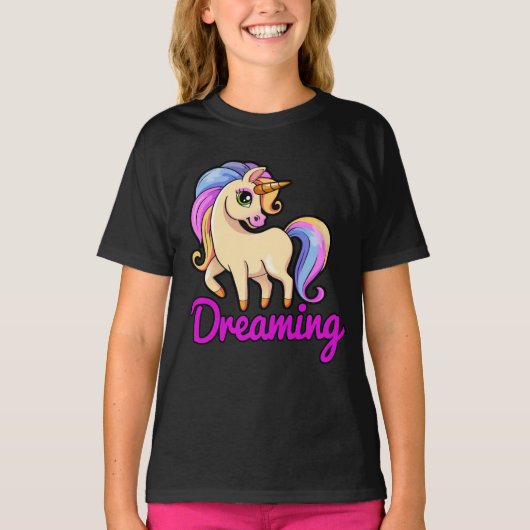 Unicorn droomend regenboogkinderen shirt (Voorkant)