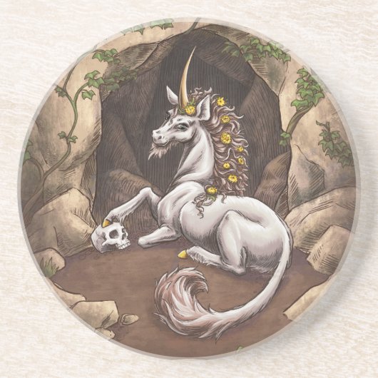 Unicorn Earth Element Fantasy Art Zandsteen Onderzetter (Voorkant)