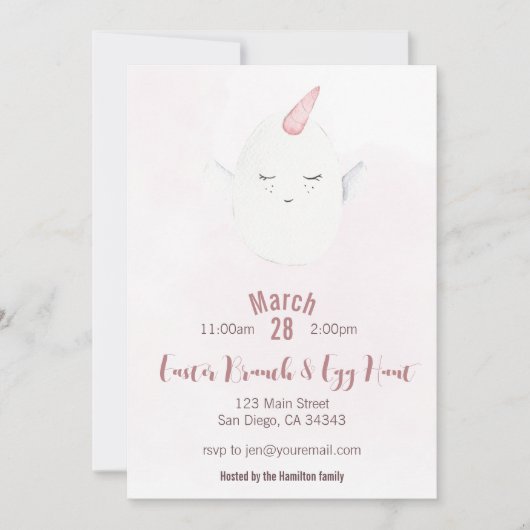 Unicorn Easter Egg Brunch & Egg Hunt Invitation Kaart (Voorkant)