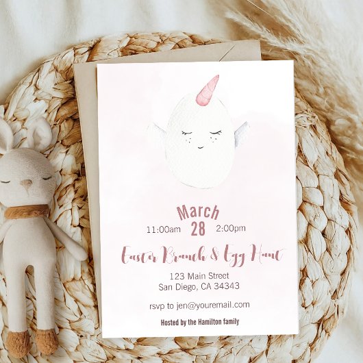 Unicorn Easter Egg Brunch & Egg Hunt Invitation Kaart