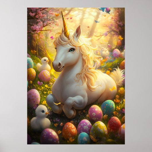 Unicorn Easter Egg Fantasy Poster (Voorkant)