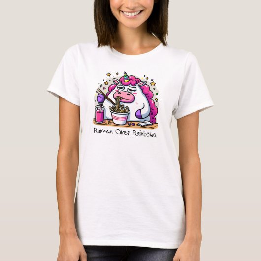 Unicorn Eating Ramen T-shirt (Voorkant)