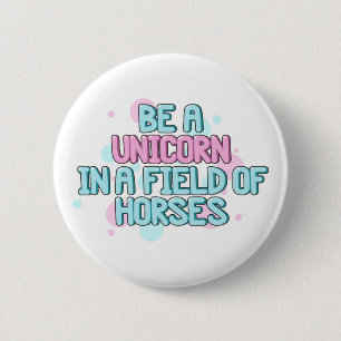 Unicorn   Eenhoorn zijn in een gebied waar paarden Ronde Button 5,7 Cm