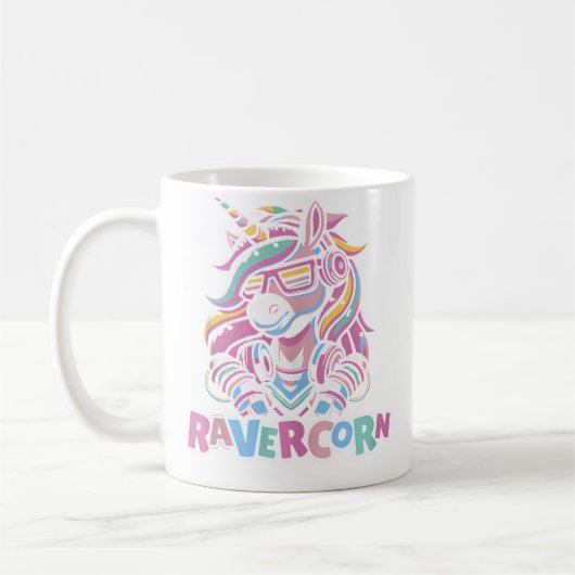Unicorn Electro Clubbing Raver Hardtekk Techno Rav Koffiemok (Links)