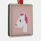 Unicorn emoji metalen ornament (Rechts)