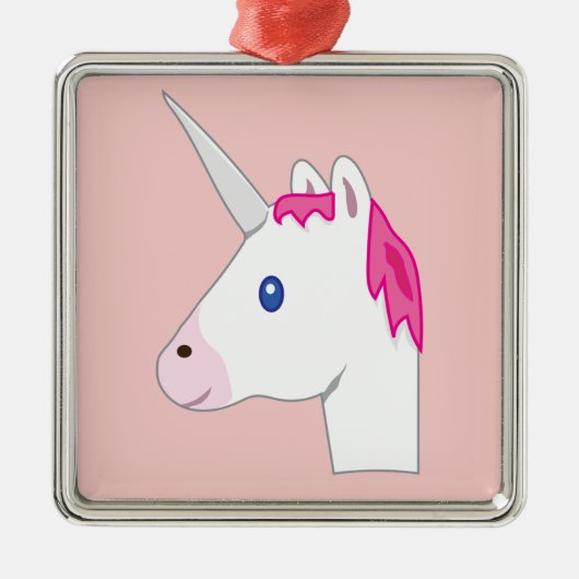 Unicorn emoji metalen ornament (Voorkant)