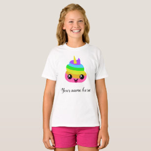 Unicorn Emoji Poop Gepersonaliseerd naam T-shirt