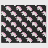 Unicorn Emoji (zwarte achtergrond) Cadeaupapier (Vlak)