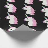 Unicorn Emoji (zwarte achtergrond) Cadeaupapier (Hoek)