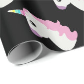 Unicorn Emoji (zwarte achtergrond) Cadeaupapier (Rol Hoek)