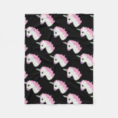 Unicorn Emoji (zwarte achtergrond) Fleece Deken (Voorkant)