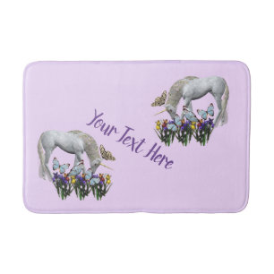 Unicorn en Butterflies Fantasy Personalized Badmat