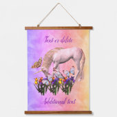 Unicorn en Butterflies Fantasy Personalized Hangend Wandkleed (Voorkant)