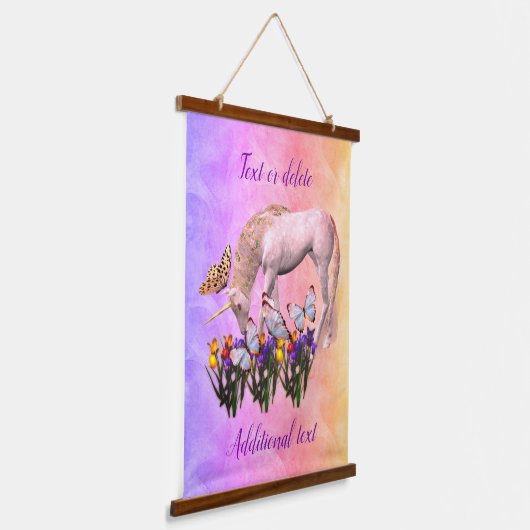 Unicorn en Butterflies Fantasy Personalized Hangend Wandkleed (Gebogen)